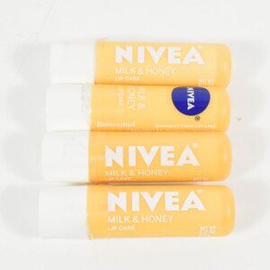 4 Tubes Nivea Milk & Honey Lip Care Balm - damaged tubes